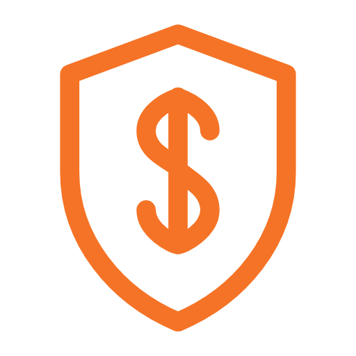 Shield and dollar sign icon for upfront, transparent pricing